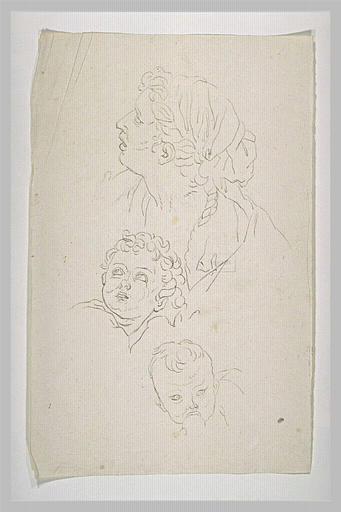 Tête de femme. Deux têtes d'enfants