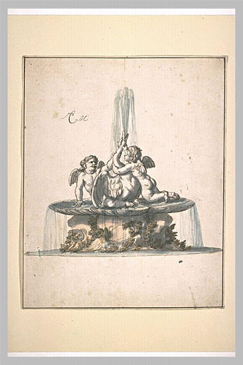 Deux amours jouant avec un cygne