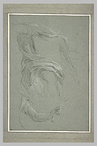 Etude de draperie, et d'un bras tenant une palme