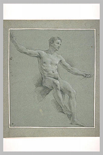 Homme nu, assis, la tête tournée vers la droite