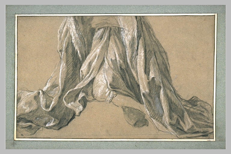 Etude de la partie inférieure d'une cape portée par une figure agenouillée