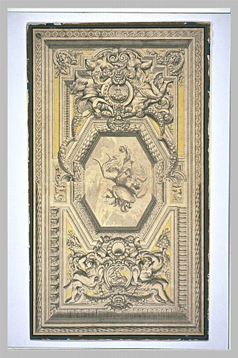 Etude pour un plafond à caissons avec une Renommée au centre