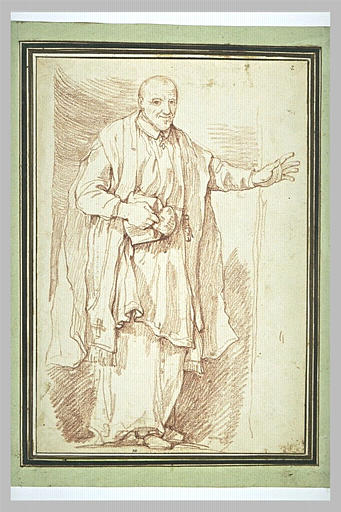 Saint Vincent de Paul, debout et étendant le bras gauche