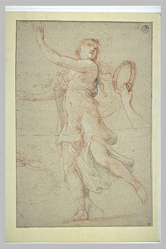 Jeune femme dansant et agitant un tambourin