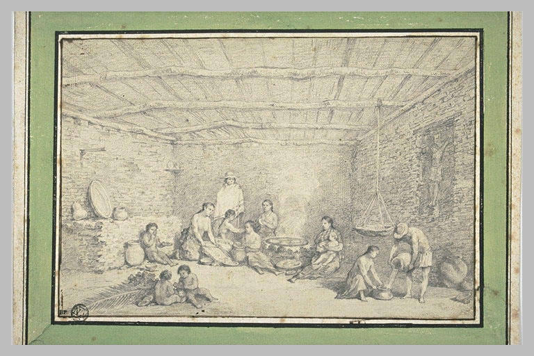 Intérieur d'une habitation des environs du Mexique