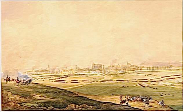 Siège de la ville de Ratisbonne, le 23 avril 1809 ; Vue perspective de la ville de Ratisbonne prise d'assaut, 23 avril 1809 (autre titre)