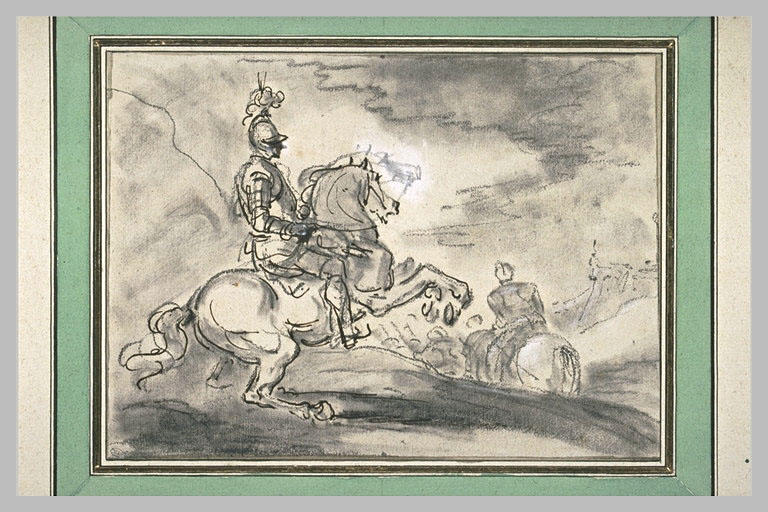 Cavalier cabré en arrière d'une colonne