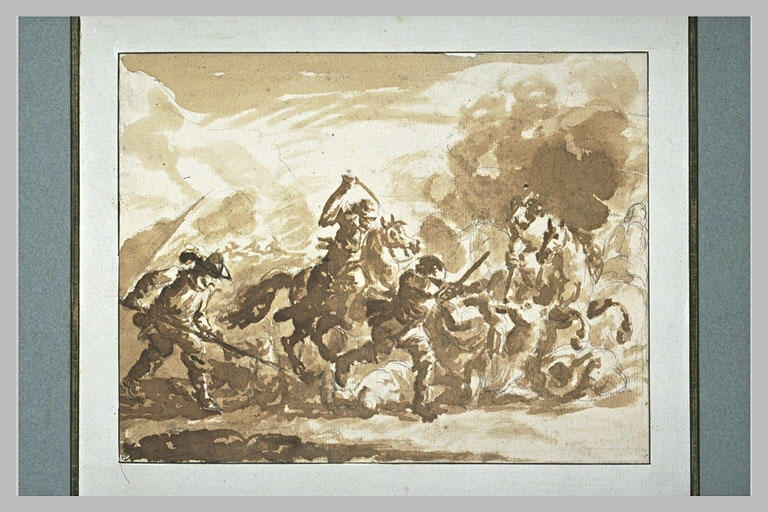 Cavaliers attaquant des hommes à pied