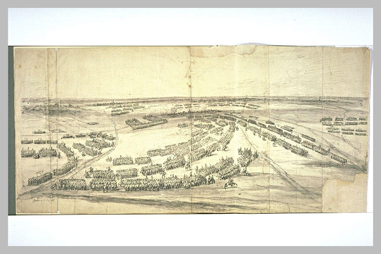 Armée en disposition régulière autour d'un camp ou d'un village encerclé...