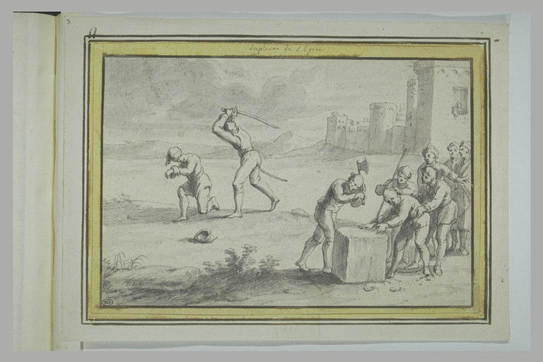 Bourreau décapitant, et bourreau tranchant les mains