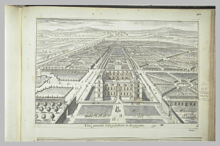 Vue perspective d'Ancy-le-Franc en Bourgogne