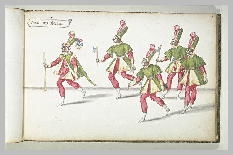 Entrée des Piclairs : cinq figures d'hommes
