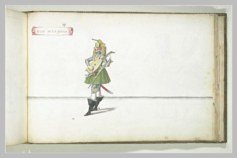 Récit de la guerre, une figure jouant du luth