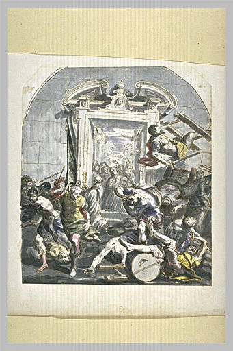 La Vierge apparaissant à des soldats occupés à saccager une église