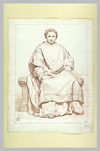 Prêtre, assis, de face