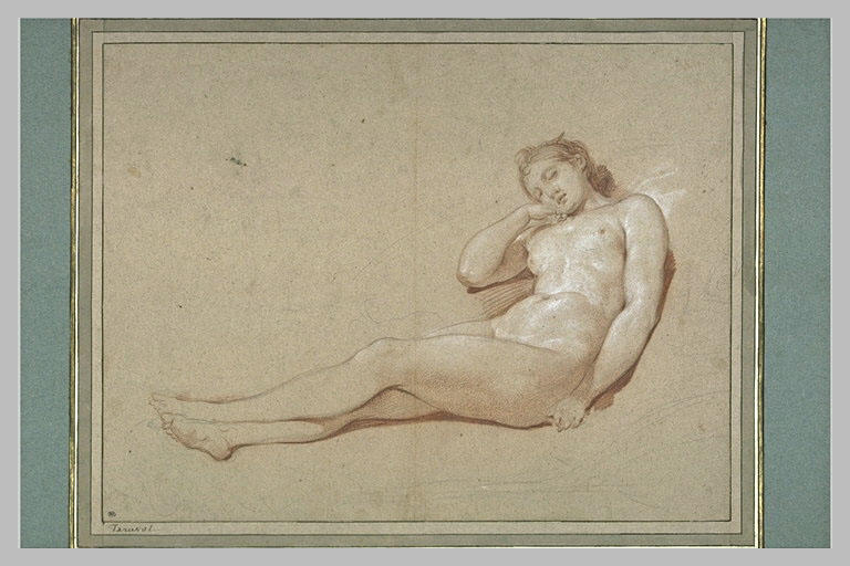 Jeune femme nue, à demi allongée, dormant