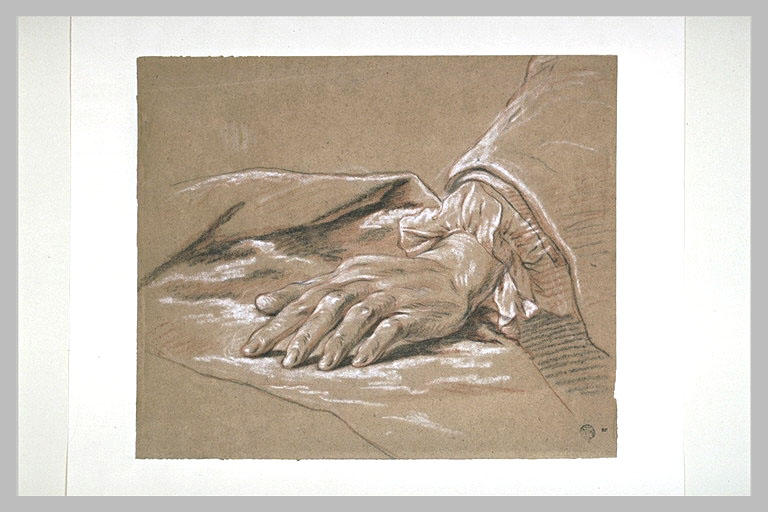 Main d'homme posée à plat, vue en dessus