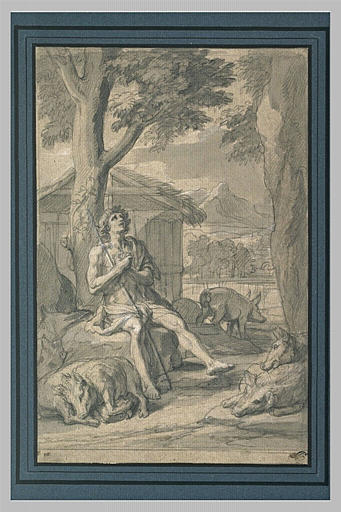 L'enfant prodigue gardant les pourceaux