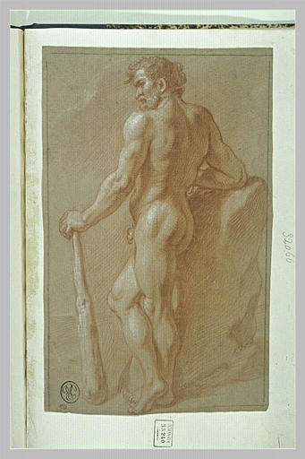 Hercule nu, debout, de profil vers la gauche