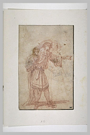 Le Docteur, personnage de la Comédie italienne, et une femme