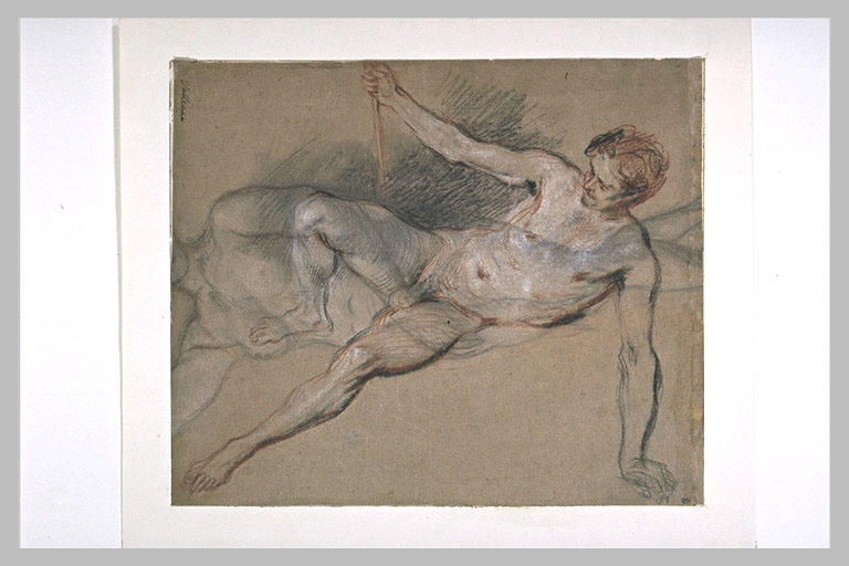 Homme nu, étendu, et femme nue, debout