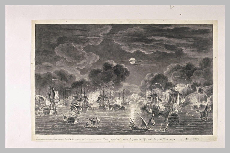 Cinquième vue du combat de Tchesmé, 1770