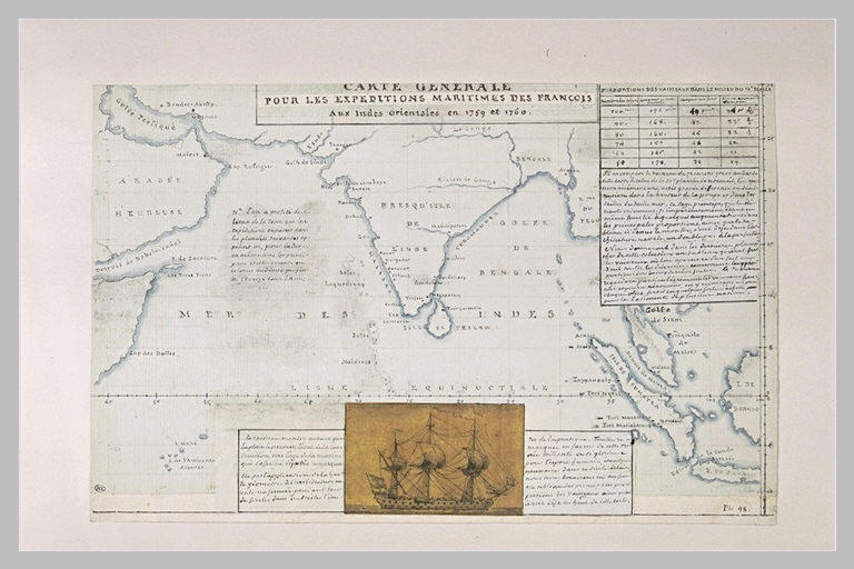 Carte explicative des expéditions des français aux Indes Orientales