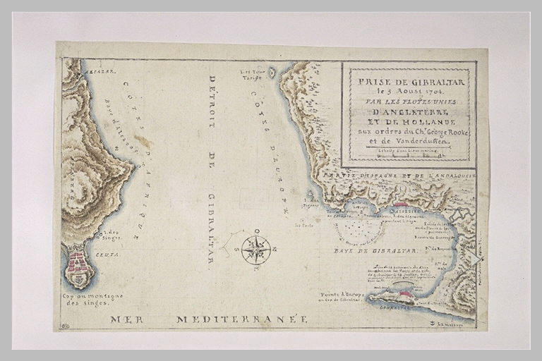 Carte du détroit de Gibraltar pour la prise de cette forteresse en 1704