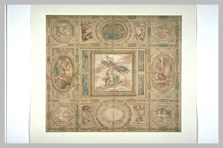 Projet de plafond avec l'histoire de Promethée avec le chiffre d'Henri IV