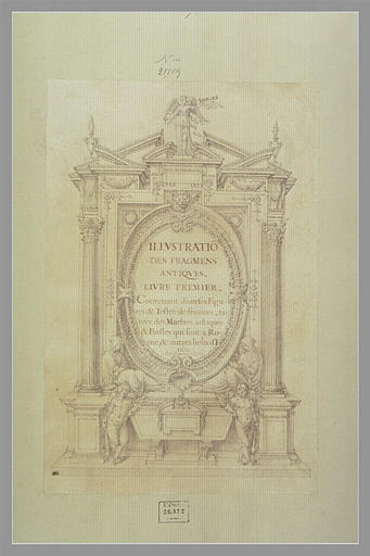 Frontispice du premier livre en forme de monument de style Renaissance