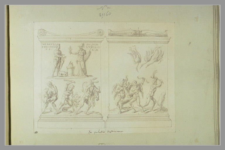 Deux faces d'un monument votif dédié à Hercule