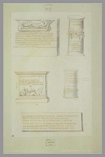 Cinq monuments ou fragments d'après l'antique