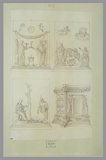 Trois bas-reliefs et un autel orné de bas-reliefs