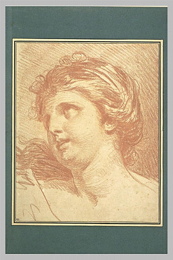 Tête de jeune fille, tournée à gauche, vue de trois quarts