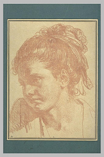 Tête de jeune fille, de trois quarts vers la gauche