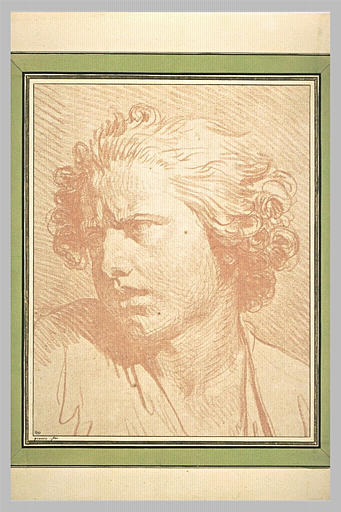 Jeune homme, vu en buste, la tête tournée vers la gauche