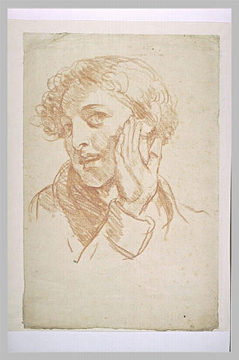 Tête d'homme, la main droite levée à hauteur de joue