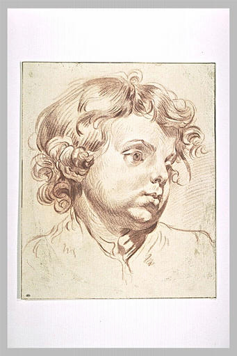 Tête d'enfant, vue de trois quarts et tournée vers la droite