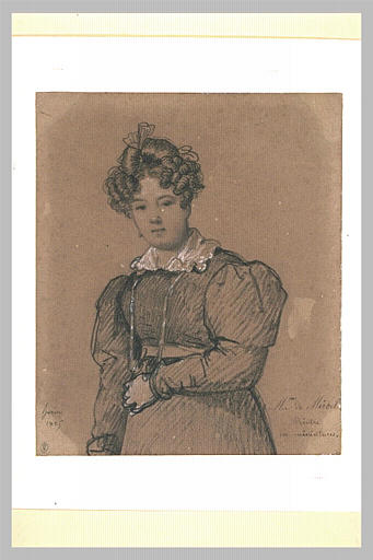 Mme de Mirbel, peintre en miniature, vue de face, à mi-corps