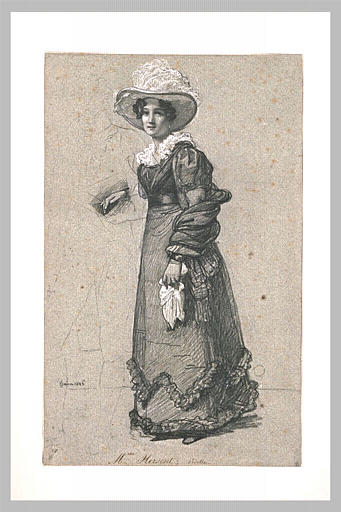 Mme Hersent, peintre, coiffée d'un chapeau à plume