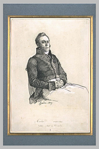 M. Auber, compositeur, assis, en costume de l'Institut