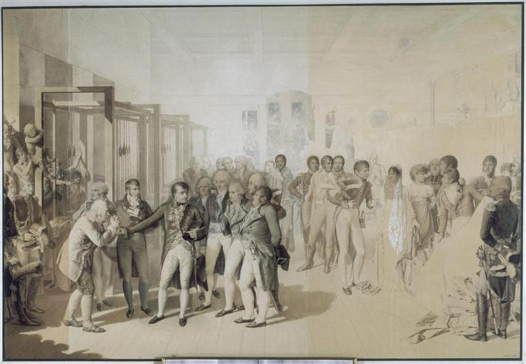 Napoléon visitant la manufacture des frères Sévène à Rouen, novembre 1802 ; Bonaparte, 1er Consul, en présence de Joséphine, visite la manufacture des frères Sévène à Rouen, en novembre 1802 (autre titre)