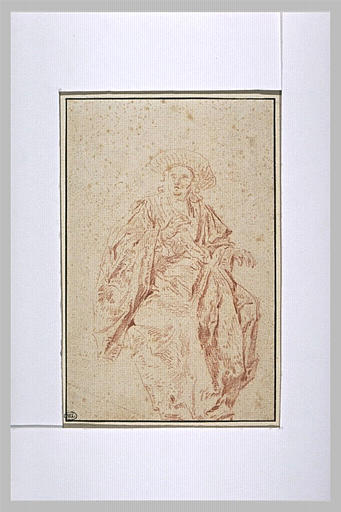 Un homme assis, drapé, de face