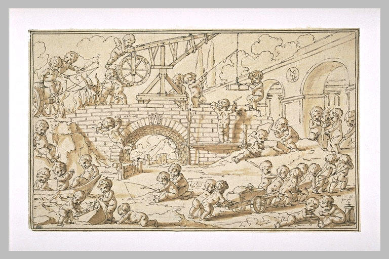 Des génies construisant une ville