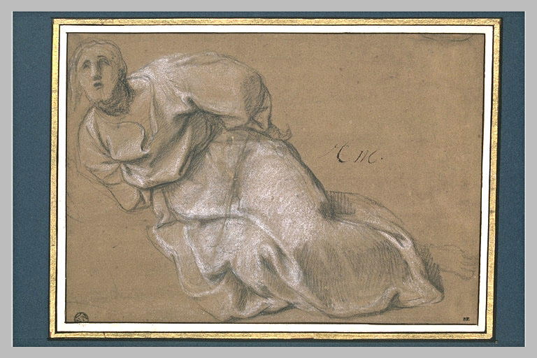 Homme drapé, à genoux