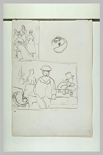 Portrait de la mère de l'artiste, et étude d'après Le Balcon de Manet