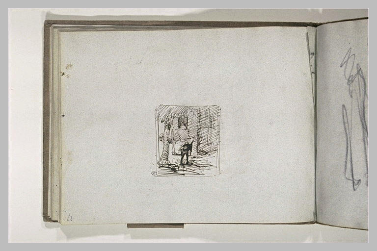 Tableau avec un homme en habit donnant un sérénade