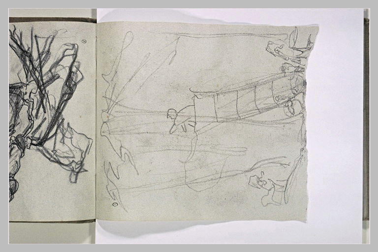 Croquis de travaux divers autour d'un arbre