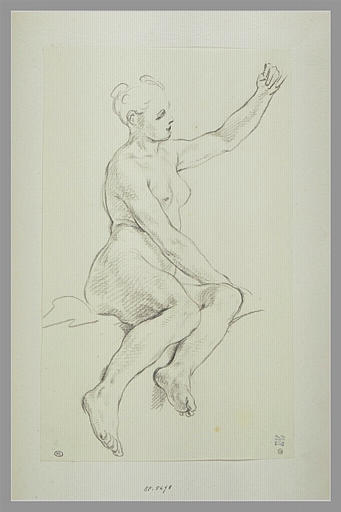 Etude de femme nue, assise, de trois quarts vers la droite