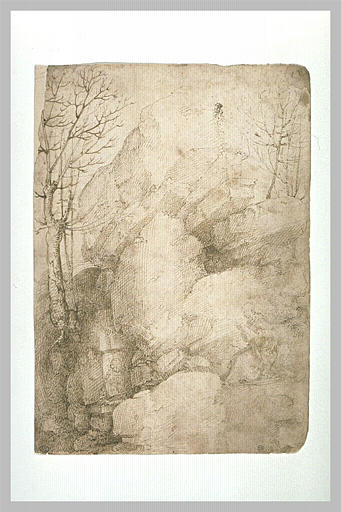 Moines dans les rochers